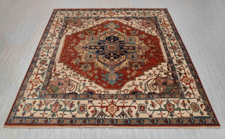 10x10 Square Rug Red Beige Classic Serapi Rug High Quality Hand Knotted 100% WOOL Rug, Rug-Mt-17