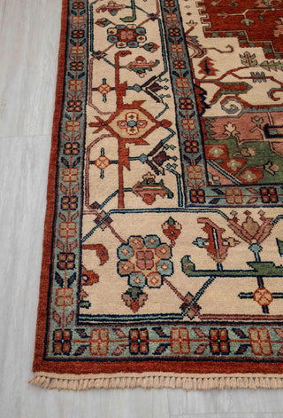 10x10 Square Rug Red Beige Classic Serapi Rug High Quality Hand Knotted 100% WOOL Rug, Rug-Mt-17