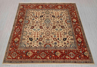 9x9 Square Rug Cream Persian Rust Plush Soft Feel Quality Wool Hand Knotted Rug , MT-25