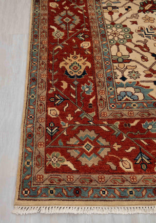 9x9 Square Rug Cream Persian Rust Plush Soft Feel Quality Wool Hand Knotted Rug , MT-25