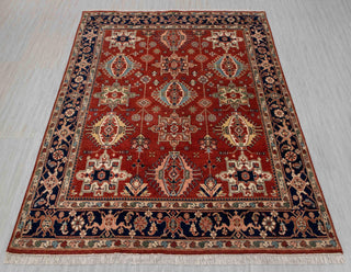 8x10 Red Blue Karaje Plush High Quality Soft Wool Hand Knotted Rug I Mt-64