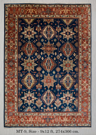 9x12 Blue Rust Antique Reproduction Persian Karaje High Quality Rug Hand Knotted, MT-9