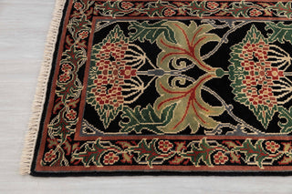 2.6x10 Foot Black Green Arts & Crafts William Morris Runner Rug Hand Knotted Wool Soft, Thick and Plush Feel #G-11471