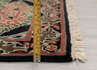 2.6x10 Foot Black Green Arts & Crafts William Morris Runner Rug Hand Knotted Wool Soft, Thick and Plush Feel #G-11471