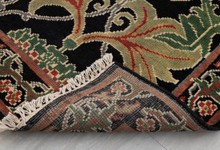 2.6x10 Foot Black Green Arts & Crafts William Morris Runner Rug Hand Knotted Wool Soft, Thick and Plush Feel #G-11471