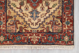 2.6x10 Foot Beige Red Antique Look Serapi Persian Reproduction Runner Rug Hand Knotted Wool Soft, Thick and Plush Feel #G-11478