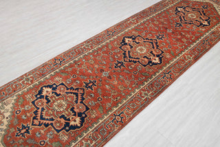 2.6x10 Foot Red Serapi Persian Reproduction Runner Rug Hand Knotted Wool Soft and Plush Feel #G-11476