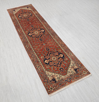 2.6x10 Foot Red Serapi Persian Reproduction Runner Rug Hand Knotted Wool Soft and Plush Feel #G-11476