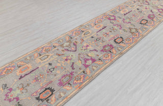 2.6x12 Foot Oushak Runner Rug Hand Knotted Wool Soft, Thick and Plush Feel #G-11473