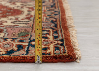 2.6x8 Foot Red Navy Antique Look Serapi Persian Reproduction Runner Rug Hand Knotted Wool Soft, Thick and Plush Feel #G-11474