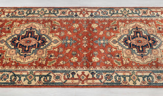 2.6x14Ft. Red Serapi Persian Reproduction Runner Rug Hand Knotted Wool Soft and Plush Feel #G-11472
