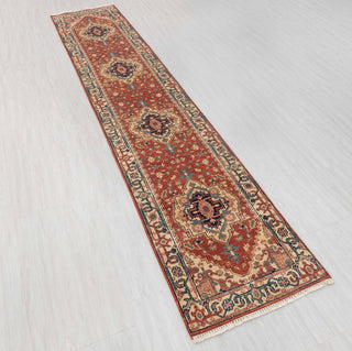 2.6x14Ft. Red Serapi Persian Reproduction Runner Rug Hand Knotted Wool Soft and Plush Feel #G-11472