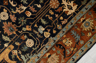8x10 Classic Persian Retro Mahal Design Navy Blue Rust High Quality Premium Wool Hand Knotted Rug