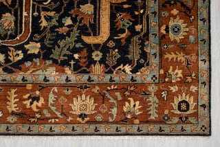 8x10 Classic Persian Retro Mahal Design Navy Blue Rust High Quality Premium Wool Hand Knotted Rug