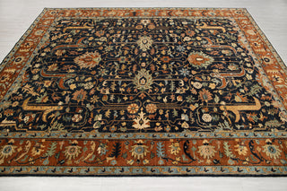 8x10 Classic Persian Retro Mahal Design Navy Blue Rust High Quality Premium Wool Hand Knotted Rug