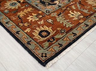 8x10 Classic Persian Retro Mahal Design Navy Blue Rust High Quality Premium Wool Hand Knotted Rug