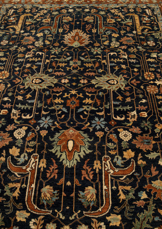 8x10 Classic Persian Retro Mahal Design Navy Blue Rust High Quality Premium Wool Hand Knotted Rug