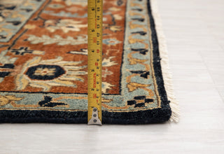 8x10 Classic Persian Retro Mahal Design Navy Blue Rust High Quality Premium Wool Hand Knotted Rug