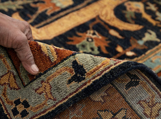 8x10 Classic Persian Retro Mahal Design Navy Blue Rust High Quality Premium Wool Hand Knotted Rug