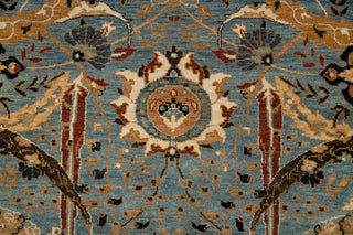 8x10 Blue Modern Persian Rug Oushak Turkish Design Hand Knotted Hand Spun Wool Rug