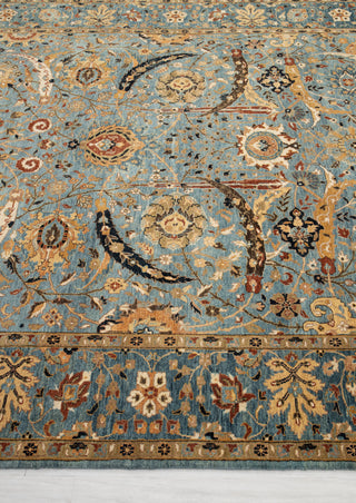 8x10 Blue Modern Persian Rug Oushak Turkish Design Hand Knotted Hand Spun Wool Rug