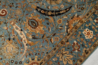 8x10 Blue Modern Persian Rug Oushak Turkish Design Hand Knotted Hand Spun Wool Rug