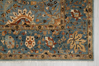 8x10 Blue Modern Persian Rug Oushak Turkish Design Hand Knotted Hand Spun Wool Rug