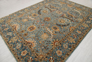 8x10 Blue Modern Persian Rug Oushak Turkish Design Hand Knotted Hand Spun Wool Rug