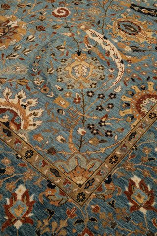 8x10 Blue Modern Persian Rug Oushak Turkish Design Hand Knotted Hand Spun Wool Rug