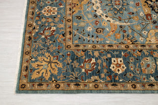 8x10 Blue Modern Persian Rug Oushak Turkish Design Hand Knotted Hand Spun Wool Rug