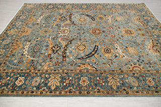 8x10 Blue Modern Persian Rug Oushak Turkish Design Hand Knotted Hand Spun Wool Rug
