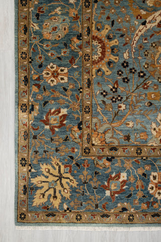 8x10 Blue Modern Persian Rug Oushak Turkish Design Hand Knotted Hand Spun Wool Rug