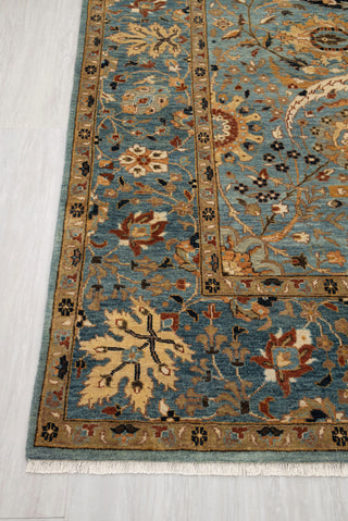 8x10 Blue Modern Persian Rug Oushak Turkish Design Hand Knotted Hand Spun Wool Rug