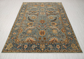 8x10 Blue Modern Persian Rug Oushak Turkish Design Hand Knotted Hand Spun Wool Rug