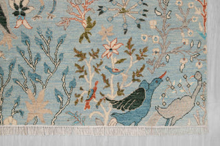 6x9 Light Blue Colorful Birds Garden Fine Quality Soft Hand Knotted Wool Rug JC-6372