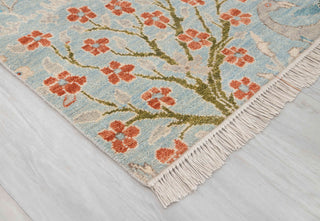6x9 Light Blue Colorful Birds Garden Fine Quality Soft Hand Knotted Wool Rug JC-6372