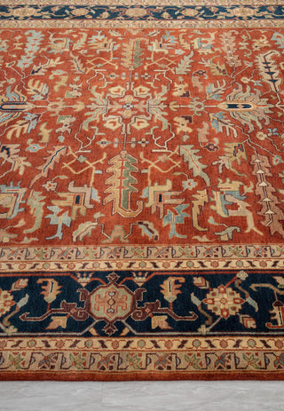 10x14 Classic Indo Persian Serapi Mahal Red Beige Hand Knotted 100% Wool Rug,