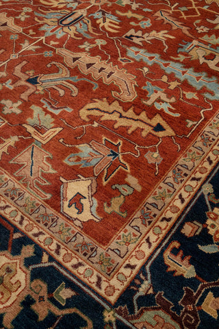 10x14 Classic Indo Persian Serapi Mahal Red Beige Hand Knotted 100% Wool Rug,