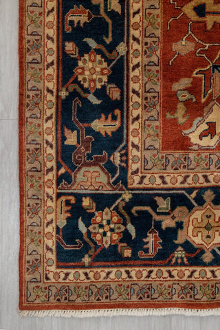 10x14 Classic Indo Persian Serapi Mahal Red Beige Hand Knotted 100% Wool Rug,