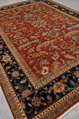 10x14 Classic Indo Persian Serapi Mahal Red Beige Hand Knotted 100% Wool Rug,