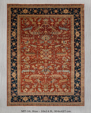 10x14 Classic Indo Persian Serapi Mahal Red Beige Hand Knotted 100% Wool Rug,