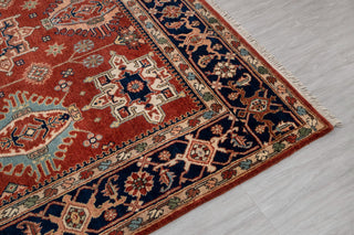 8x10 Red Blue Karaje Plush High Quality Soft Wool Hand Knotted Rug I Mt-64