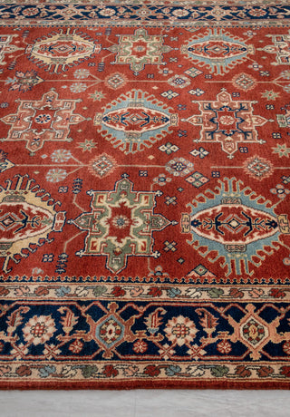 8x10 Red Blue Karaje Plush High Quality Soft Wool Hand Knotted Rug I Mt-64