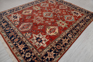 8x10 Red Blue Karaje Plush High Quality Soft Wool Hand Knotted Rug I Mt-64