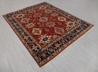 8x10 Red Blue Karaje Plush High Quality Soft Wool Hand Knotted Rug I Mt-64