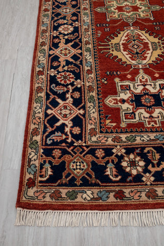 8x10 Red Blue Karaje Plush High Quality Soft Wool Hand Knotted Rug I Mt-64
