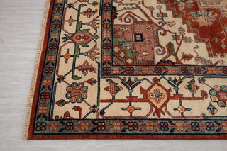 10x10 Square Rug Red Beige Classic Serapi Rug High Quality Hand Knotted 100% WOOL Rug, Rug-Mt-17
