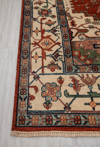 10x10 Square Rug Red Beige Classic Serapi Rug High Quality Hand Knotted 100% WOOL Rug, Rug-Mt-17