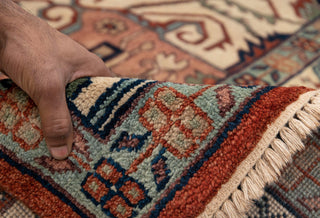 10x10 Square Rug Red Beige Classic Serapi Rug High Quality Hand Knotted 100% WOOL Rug, Rug-Mt-17