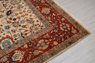 9x9 Square Rug Cream Persian Rust Plush Soft Feel Quality Wool Hand Knotted Rug , MT-25